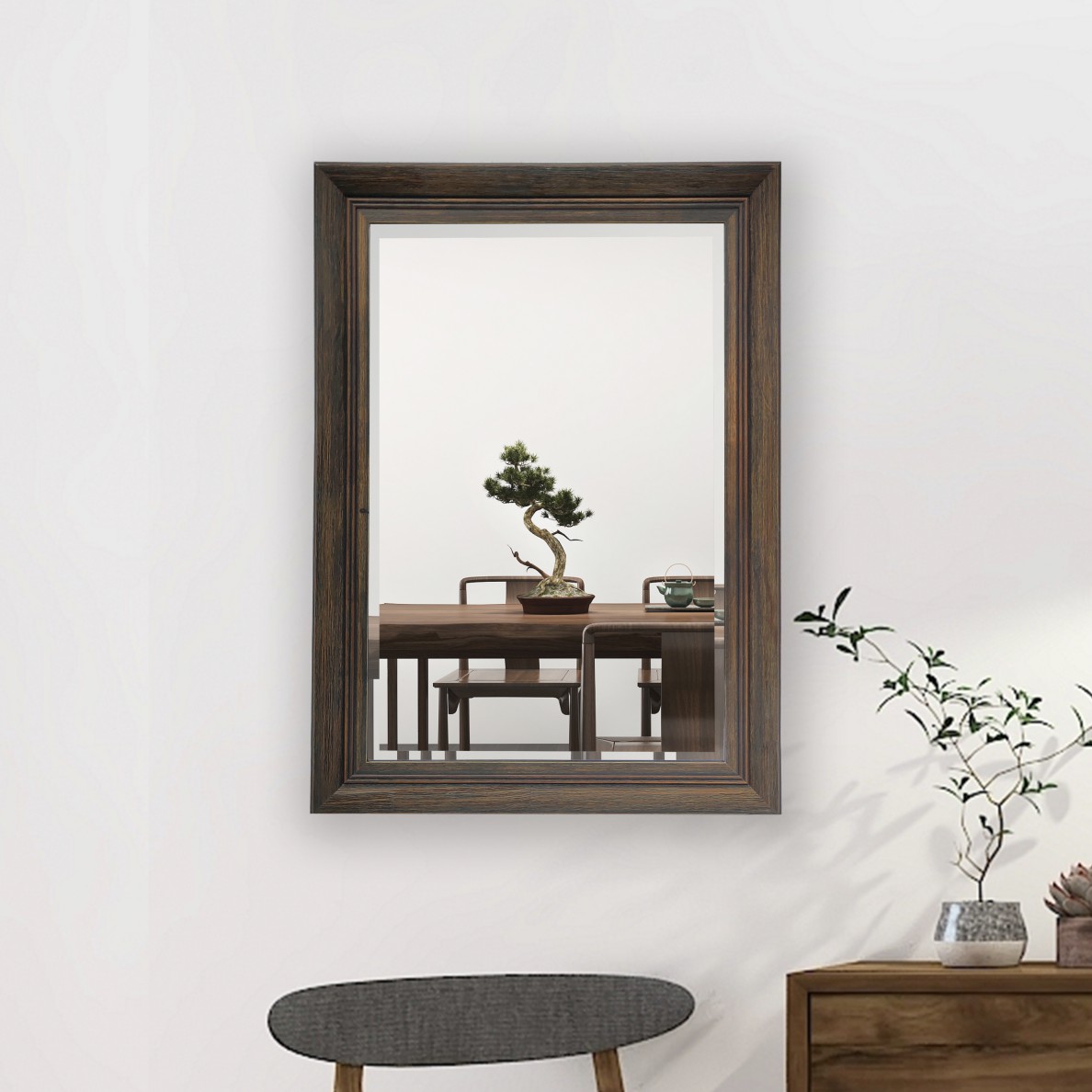 framed beveled mirror